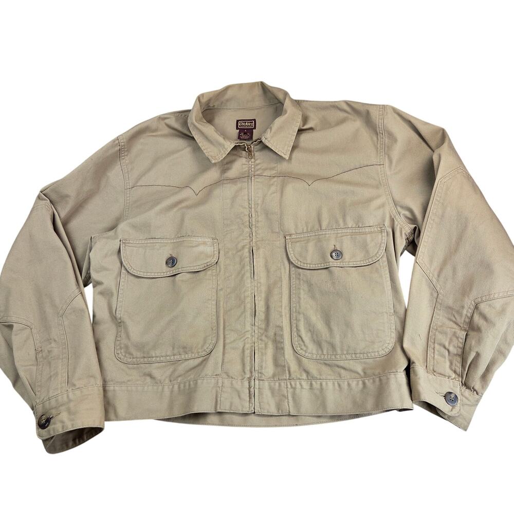 Vintage Dickies Guaranteed Work Jacket Men's L Tan Western Yoke Full Zip